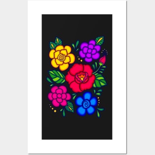 Mexican Embroidered Flowers Posters and Art